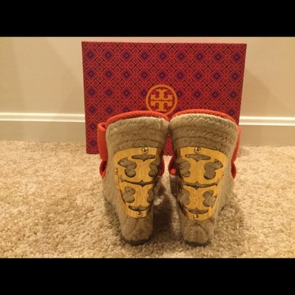 TORY BURCH Orange Espadrille Size 7.5 Wedges - Picture 7 of 7